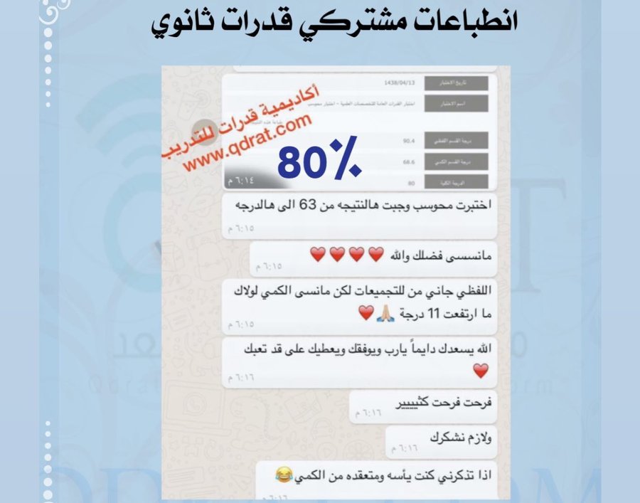 انطباع طالبة: من 63 إلى 80 وكانت متعقدة من الكمي